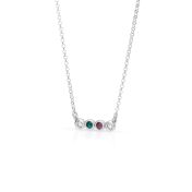 Talisa Stars Birthstone Necklace With 2 Diamond Circles [Sterling Silver]