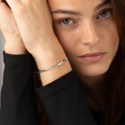 Talisa Stars Birthstone Bracelet with Diamond Hearts [Sterling Silver]