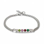 Talisa Stars Birthstone Bracelet with Diamond Hearts [Sterling Silver]