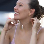 Talisa Stars Birthstone Necklace with 1ct Diamond [Sterling Silver]