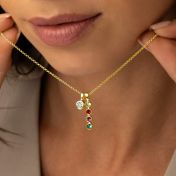 Talisa Stars Drop Birthstone Necklace With 0.30ct Diamond [18K Gold Plated]