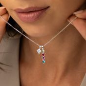 Talisa Stars Drop Birthstone Necklace With 0.30ct Diamond [Sterling Silver]