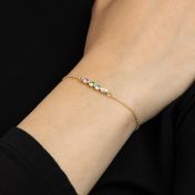 Talisa Stars Birthstone Bracelet With Diamond Heart [18K Gold Vermeil]