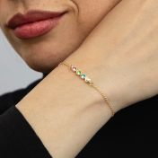 Talisa Stars Birthstone Bracelet With Diamond Heart [18K Gold Vermeil]