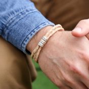 Bracelet Homme Beige avec Sphères gravées en Argent 925