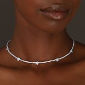 Tennis Necklace With Hearts [Sterling Silver]