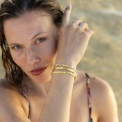 Mia Tennis Square Engraved Bracelet [18K Gold Vermeil]