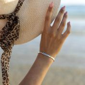 Mia Tennis Square Engraved Bracelet [Sterling Silver]