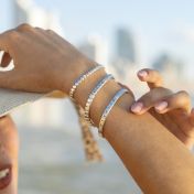 Mia Tennis Square Engraved Bracelet [Sterling Silver]