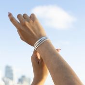 Mia Tennis Square Engraved Bracelet [Sterling Silver]