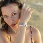Mia Tennis Square Engraved Bracelet [Sterling Silver]