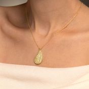 Threads Of Life Engraved Map Necklace [14 Karat Gold]