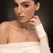 Threads Of Life Engraved Map Necklace [14 Karat White Gold]