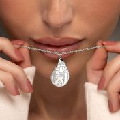 Threads Of Life Engraved Map Necklace [14 Karat White Gold]