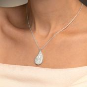 Threads Of Life Engraved Map Necklace [14 Karat White Gold]