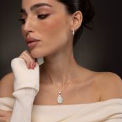 Threads Of Life Engraved Map Necklace with 1ct Diamond [14 Karat White Gold]