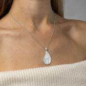 Threads Of Life Engraved Map Necklace with Heart Diamond [14 Karat White Gold]
