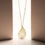 Collier Carte Fils de la Vie avec Croix Latérale [Plaqué Or 18ct]