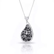Threads Of Life Silhouette Map Necklace with Heart Diamond [14 Karat White Gold]