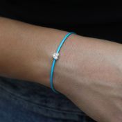 Ties of Heart Crystal Bracelet - Turquoise Cord [Sterling Silver]