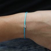 Ties of Heart Crystal Bracelet - Turquoise Cord [Sterling Silver]