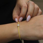 Ties of Heart Crystal Bracelet - Yellow Cord [Sterling Silver]