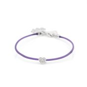 Ties of Heart Crystal Bracelet - Purple Cord [Sterling Silver]