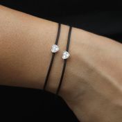 Ties of Heart Crystal Bracelet  - Black Cord [Sterling Silver]