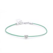 Ties of Heart Crystal Bracelet - Green Cord [Sterling Silver]