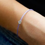 Ties of Heart Crystal Bracelet - Purple Cord [Sterling Silver]