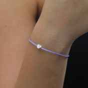 Ties of Heart Crystal Bracelet - Purple Cord [Sterling Silver]