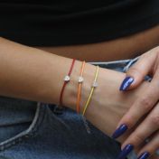 Ties of Heart Crystal Bracelet - Red Cord [Sterling Silver]