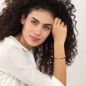 Ties of Heart Crystal Bracelet  - Black Cord [Sterling Silver]