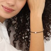 Ties of Heart Crystal Bracelet  - Black Cord [Sterling Silver]
