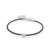 Ties of Heart Crystal Bracelet  - Black Cord [Sterling Silver]