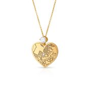Ties of Heart Engraved Map Necklace With 1 Ct Diamond [18K Gold Vermeil]