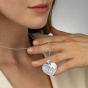 Ties of Heart Engraved Map Necklace With 1 Ct Diamond