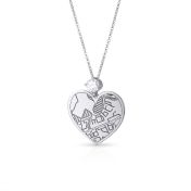Ties of Heart Engraved Map Necklace With 1 Ct Diamond