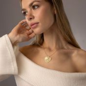 Ties of Heart Engraved Map Necklace with Heart Diamond [18K Gold Vermeil]