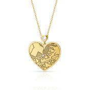 Ties of Heart Engraved Map Necklace with Heart Diamond [18K Gold Vermeil]