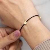 Ties of Heart Initial Bracelet - Black Cord [18K Gold Plated]