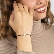 Ties of Heart Initial Bracelet - Black Cord [18K Gold Plated]