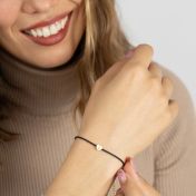 Ties of Heart Initial Bracelet - Black Cord [18K Gold Plated]