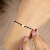 Ties of Heart Initial Bracelet - Black Cord [18K Gold Plated]