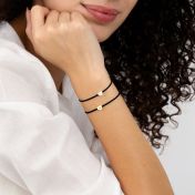 Ties of Heart Initial Bracelet - Black Cord [18K Gold Plated]