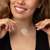 Ties of Heart Map Name Necklace [14 Karat White Gold]