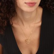 Ties of Heart Map Necklace with Sideways Cross [18K Gold Plated]
