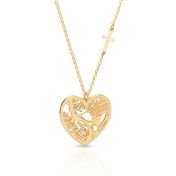 Ties of Heart Map Necklace with Sideways Cross [18K Gold Plated]