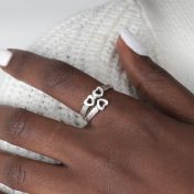 Herzensbindungen Ring mit Gravur - 3 Namen [Sterlingsilber]