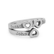 Banden van het Hart Naam Ring - 3 Namen [Sterling Zilver]